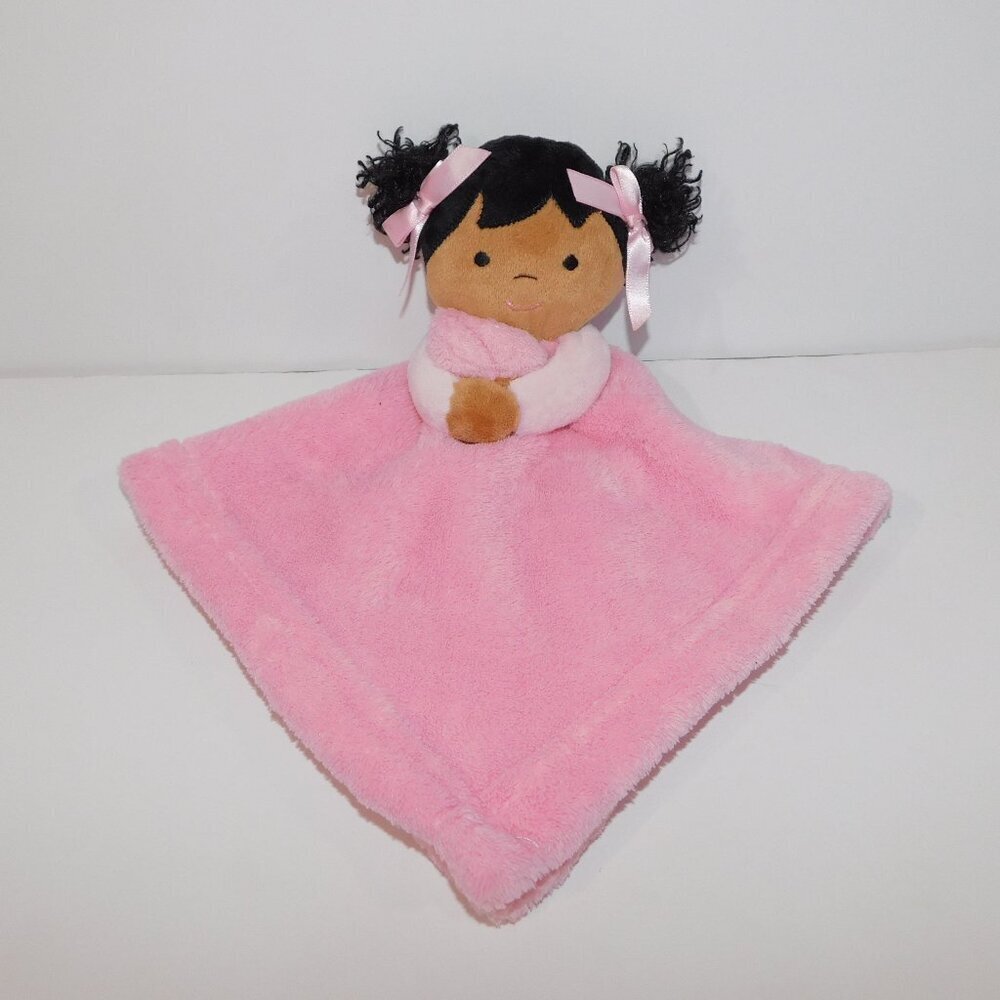 Blanket & Beyond African American Girl Brown Pink Security Blanket Plush Baby